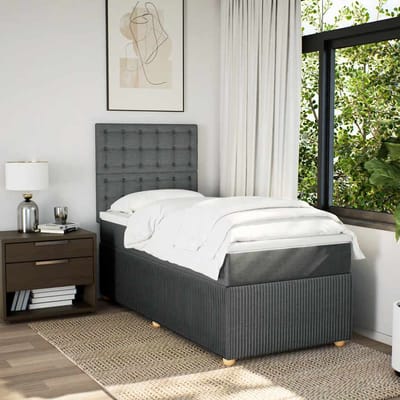 vidaXL - Boxspring - met - matras - stof - donkergrijs - 100x200 - cm
