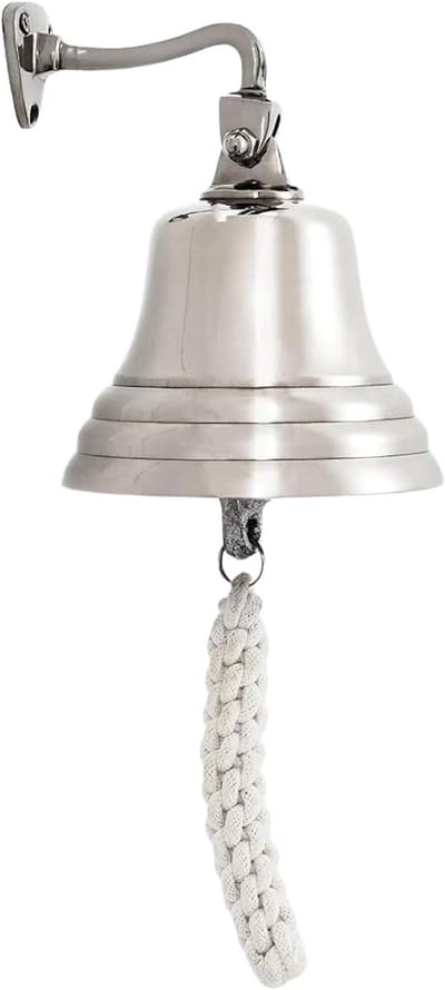 Wandmontage Bel - Pub Klok Huisbar - Laatste Bestelling Aankondigen - Klassiek Vintage Ontwerp - 25.5 cm - Zilver