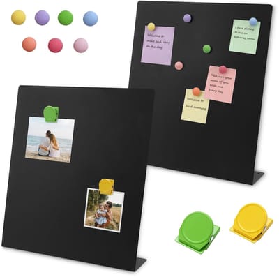 Dailygoods- Magneetbord 2 Stuks - Zwart Metalen - Ezelstandaard - Magneten - Magneetclips - 30 x 28 cm - Perfect voor Notities - Prikbord