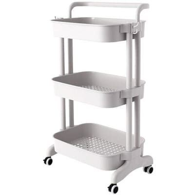 JORDAN&JUDY 3-laagse verrijdbare opbergwagen met zwenkwielen, opbergrek voor keuken/badkamer, 48 x 31 x 85,5 cm, mobiele rolwagen
