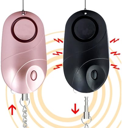 QTTVBTNA - 2 Stuks Persoonlijk Noodalarm - 130+dB Sirene met LED Zaklamp - Veiligheids Sleutelhanger voor Vrouwen, Kinderen & Ouderen - Compact & Draagbaar Noodsignaalapparaat - Roze & Zwart