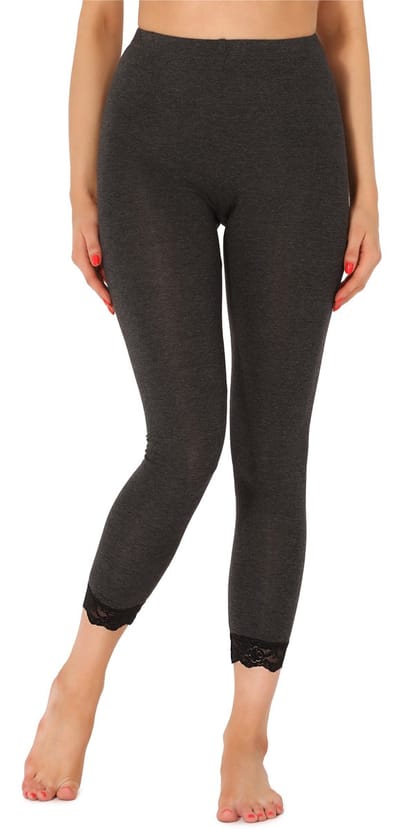 Merry Style MS-MS10-224-LE Dames Leggings met Kant - Sport - Vrijetijdsbroek - 7/8 Lengte - Viscose - Donker Gemêleerd - XS