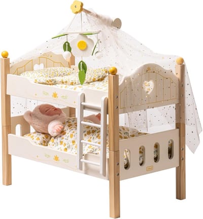 Houten Stapelbed en Wieg voor Poppen (Geschikt voor 43 cm Poppen) - Poppenmeubels & Accessoires