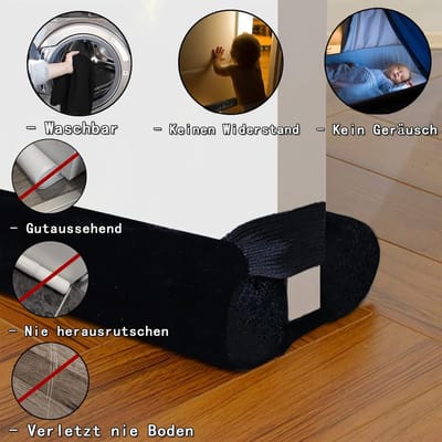 Candala Deurtochtstopper voor de bodem van deuren dubbelzijdig tochtstopper kussen voor voordeurafdichting isolatie (Zwart, 60-75CM)