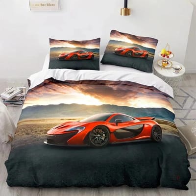 Sportwagen Dekbedovertrek Sets Volledige Maat 3 Delige Raceauto Beddengoed Sets Met Kussenslopen Voor Tieners Jongens Polyester Dekbedovertrek EU Double(200*200cm)3pcs