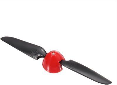 Propeller voor RC vliegtuig 6,5 x 4 inch vouwpropeller met spinner D30,5 mm en schachtdiameter 3 mm, ideaal voor modelvliegtuigen en helikopters, kunststof nylon, zwart en rood