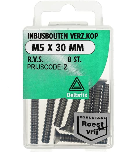 Deltafix - Inb.bout verz.kop m5x30mm rvs 8st