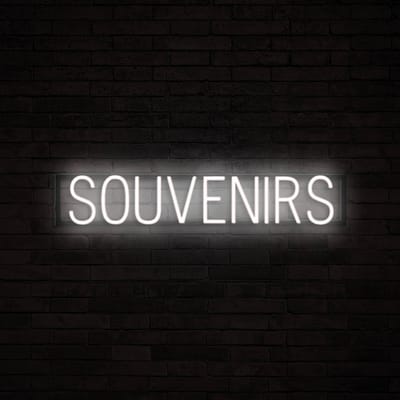 SOUVENIRS - Lichtreclame Neon LED bord verlicht | SpellBrite | 83,9 x 16 cm | 6 Dimstanden & 8 Lichtanimaties | Reclamebord neon verlichting