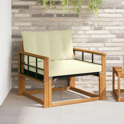 vidaXL - Buiten - bank - set - Massief - Acaciahout - en - Textilene - Naturel