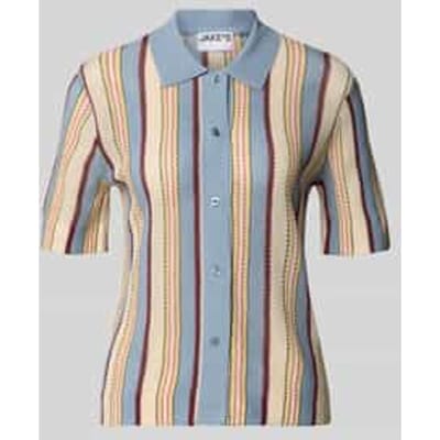 slim fit knitwear-poloshirt met doorlopende knoopsluiting