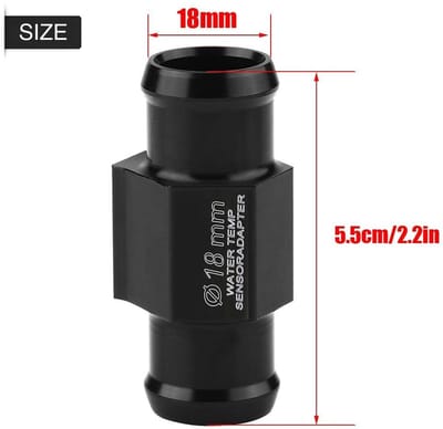 Dailygoods - Zwarte Temperatuur Sensor Adapter - Motorfiets Accessoire - Aluminium - 18mm Slang Adapter - Universeel te gebruiken - Voor Water Tempera...