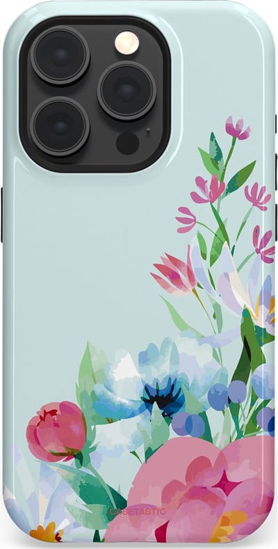 Casetastic hoesje geschikt voor Apple iPhone 15 Pro - MagSafe - Dubbellaagse bescherming - Dagdroom in bloei - Fashion Case - Lichtgrijs Lichtroze