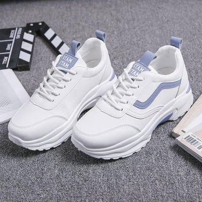 Nouvelles Chaussures de Sport Femme Ins Tendance Semelle Épaisse Rehaussante Mode Chaussures de Sport Chaussures Étudiantes Chaussures Blanches Femme Baskets 36 bleu