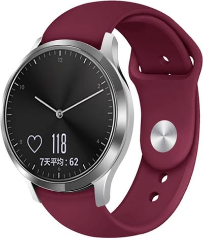 By Qubix - Geschikt voor Garmin bandje - 18mm - Geschikt voor Garmin Venu 3s / Vivoactive 4s / Venu 2s / Vivomove 3s / Forerunner 255s / 265s - Sportbandje - Maat: Large - Bordeaux