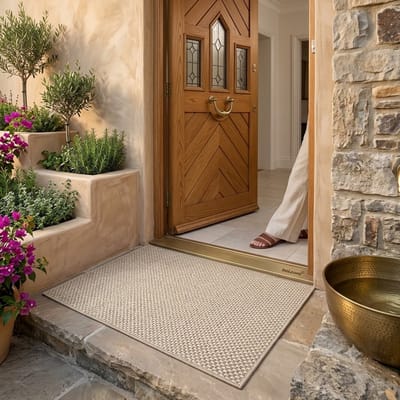 Maison Elara Deurmat voor binnen, geweven antislip binnendeurmat, absorberend en wasbaar, vloermat voor entree, terras, huisdieren - Kaki, 43x75 cm
