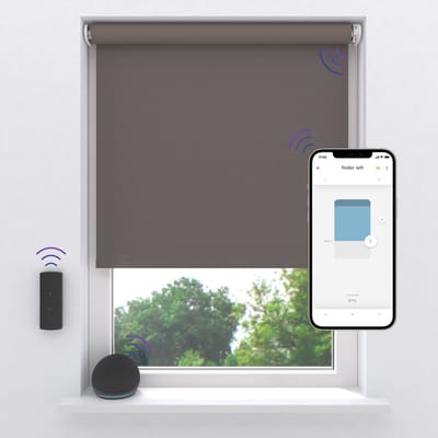 DTCH® Elektrisch Rolgordijn Verduisterend - Easy Velvet - dim-out - Taupe - 90 x 190 cm - Motionblinds CMD-02-P