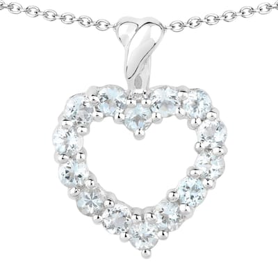 Vira Jewels Anhänger mit Kette 925 Sterling Silber rhodiniert Aquamarine