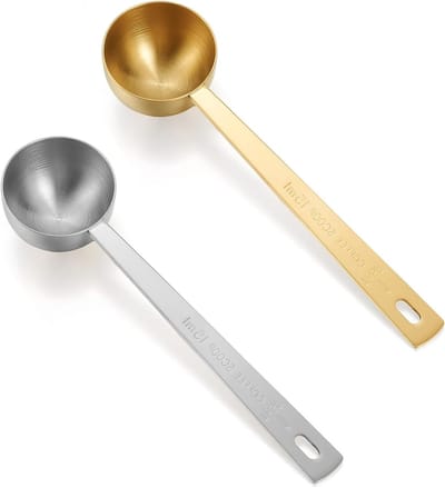 Set van 2 roestvrijstalen koffiemeetinstrumenten met lange handgreep, herbruikbare koffielepel voor suiker en losse thee, 15 ml portie lepel