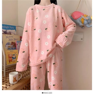 Winter Dames Pyjama Homewear Pak Coral Fleece Warme Set van Herfst en Winter Comfortabele Warme Pyjama Homewear Pak 40-70kg