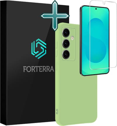 Hoesje Met Screenprotector - Geschikt voor Samsung Galaxy S25 - Sterk & Shockproof - Telefoon Hoes - Back Cover - Siliconen Case - Groen