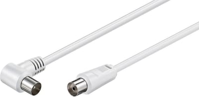 IEC (m) haaks - IEC (v) recht coaxkabel - wit - 10 meter