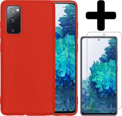 Hoesje - Met Screenprotector - Geschikt voor Samsung Galaxy S20 FE - Sterk & Shockproof - Telefoon Hoes - Back Cover - Siliconen Case - Telefoonhoes - Rood