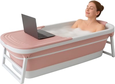 KAD® Inklapbaar Bad - XXL Maat - Volwassenenbad - Mobiel Zitbad - Roze - 159cm x 61cm x 54cm