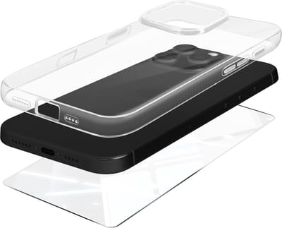 Mayaxess, Beschermingspakket Geschikt voor Apple iPhone 16 Pro Zacht Shell en Gehard Glas, Transparant