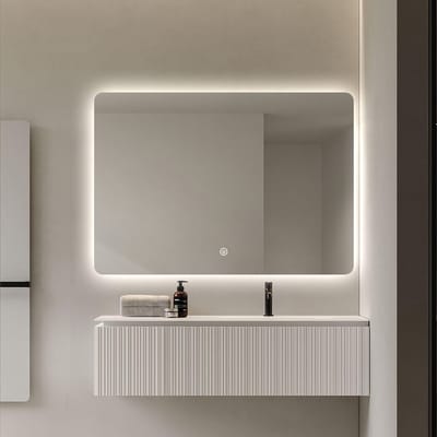 FENOMÉ Badkamerspiegel met geïntegreerde LED verlichting én verwarming - Badkamer Spiegel - Spiegel Badkamer - Spiegel Douche - Verwarming Anti Condens - 70 x 100 cm [DELUXE]