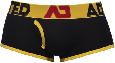 ADDICTED Open Fly Cotton Trunk Black/Yellow - MAAT S - Heren Ondergoed - Boxershort voor Man - Mannen Boxershort