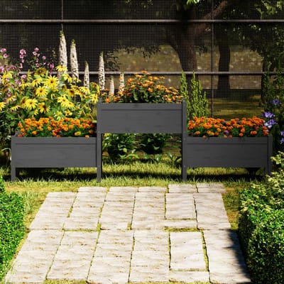 vidaXL - Plantenbak - 245,5x44x75 - cm - massief - grenenhout - grijs