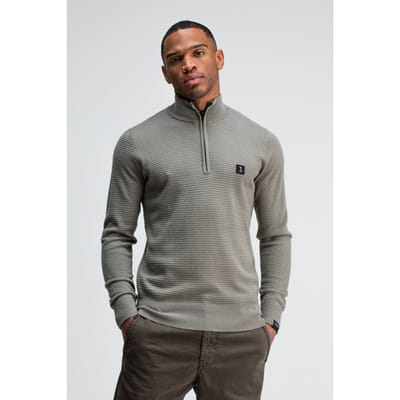 Butcher of Blue Structure Halfzip Granite Green Size: S | Turtlenecks Outlet | Heren | Grijs