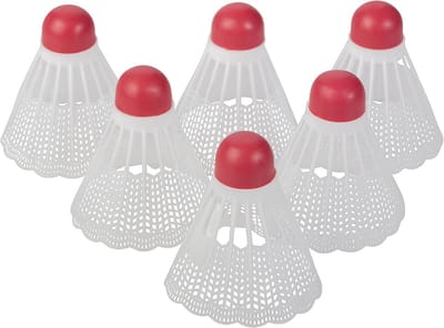 Set van 6 Nylon Badminton Shuttles - Wit - Vervangende Vogeltjes voor Recreatiesport
