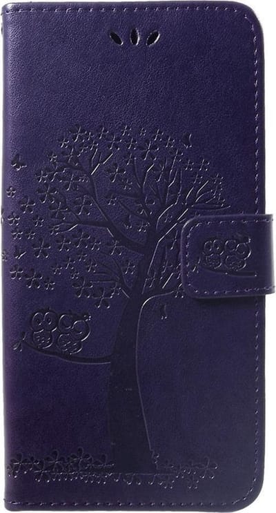 Shop4 - Huawei P Smart Plus Hoesje - Wallet Case Boom Patroon Donker Paars