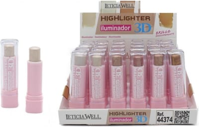 Leticia Well - Highlighter Stick 3D - Set met 6 parelmoer tinten - Wit / Ivoor - Zeer licht goud - Licht goud - Koper - Goud - Goud Bruin - Set met 6 stuks