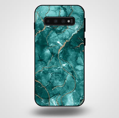 Smartphonica Telefoonhoesje voor Samsung Galaxy S10 met marmer opdruk - TPU backcover case marble design - Goud Groen geschikt voor Samsung Galaxy S10