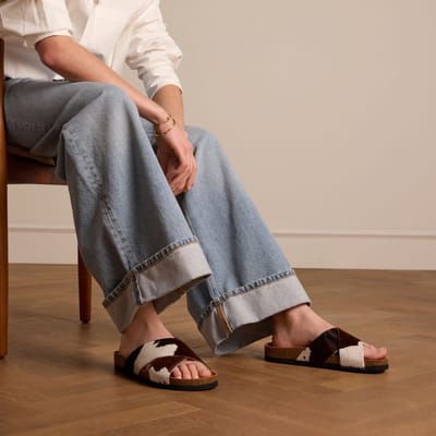 Manfield - Dames - Slippers met cow print - Maat 41