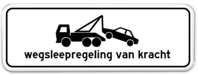 Wegsleepregeling - wit - Weerbestendig Aluminium - 40x15 cm - Bevestiging: Zonder bevestiging (alleen het bord)