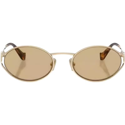 Miu Miu Volledig Montuur Ontwerp Metaal Ovaal Zonnebril Dames zonnebril Goud SMU52Y-ZVN10R54 Eyeglass Case/Pouch+Box