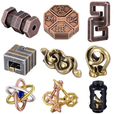 3D metalen puzzels voor volwassenen - 9 stuks IQ-logische spellen en intelligentie speelgoed