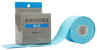 Skinestics Sport tape – Fysio tape – Kleur blauw 4-way – nu 20% langer, 600 cm lang bij 5 cm breed, 170% rekbaar gelijk aan menselijke huid, standaard voorzien van extra sterke lijm, katoen, voor het hele lichaam