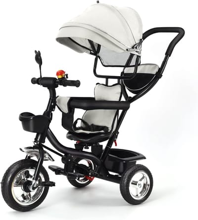 Driewieler Kinderen - Loopfiets Baby - Veilig Buiten Spelen - Groeit Mee Met Kind - 46x75x106cm - Grijs