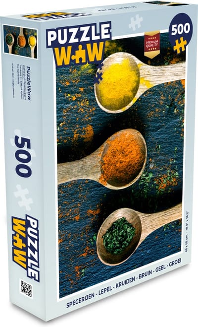Puzzel Specerijen - Lepel - Kruiden - Bruin - Geel - Groen - Legpuzzel - Puzzel 500 stukjes