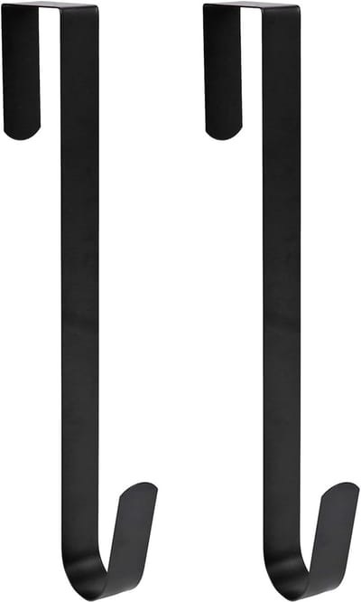 Daity 1 stuk 15-inch voordeurkranshaak - stevige en duurzame stalen kransdeurhaak - achter-de-deurhaak (zwart - 2-pack)