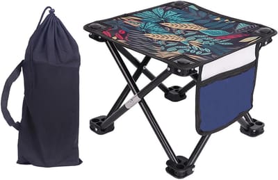 Folding stool-opvouwbare kruk kamperen-stoel-Portable Folding Camping Stool - Outdoor Camping Stool Comfortable Seat - Suitable for Outdoor Activities and Picnics - Leaf Blue - 33x33x32cm