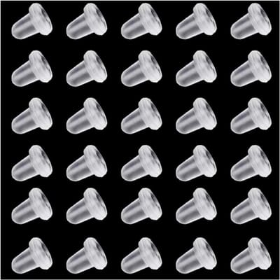 Siliconen oorbelstoppers, oorbelsluitingen, transparant, voor dames, om te knutselen (200 stuks, afmetingen 4 x 4 mm)
