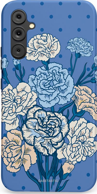 Casetastic hoesje geschikt voor Samsung Galaxy A34 (2023) 5G - Dubbellaagse bescherming - Anjer boeket - Fashion Case - Lavendel Lichtblauw Zilver