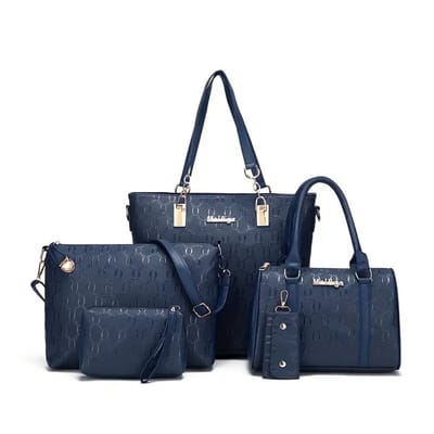 Bovista Handtas Dames - Schoudertas - School - Shopper - Schooltas - Werktas - 5-Delige Set - Blauw