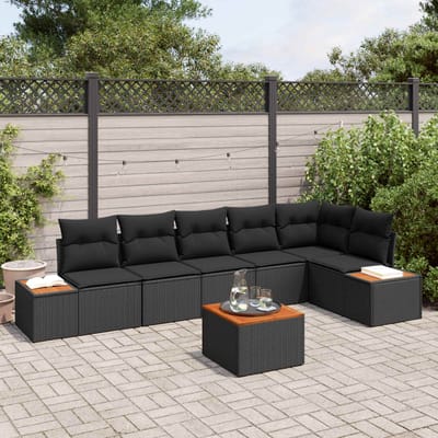 vidaXL - Tuinbank - Set - 6 - st - 6-Aantal - zitplaatsen - Zwart - Polyrattan