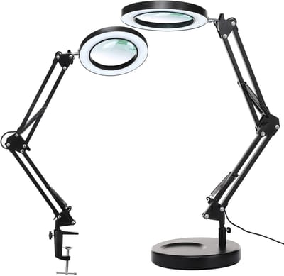Sounix Loeplamp met LED Verlichting - Met Klem en Baseren - 84LED - Tafel Loeplamp - Bureaulamp - Diamond Painting Accesoire - Zwart